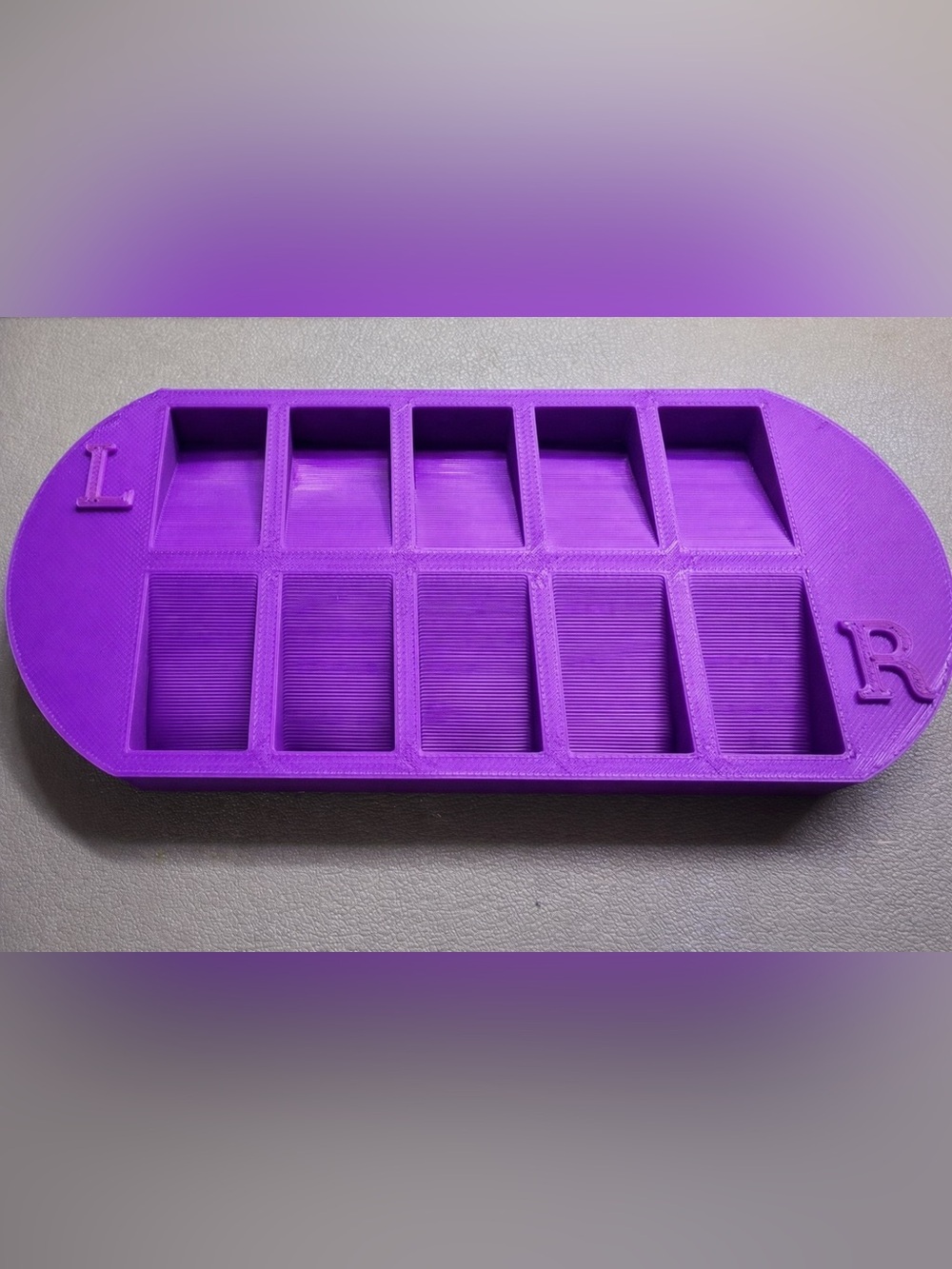Purple 3D Printed Organizer Nail Tray with Compartments - Free Nail Saver!